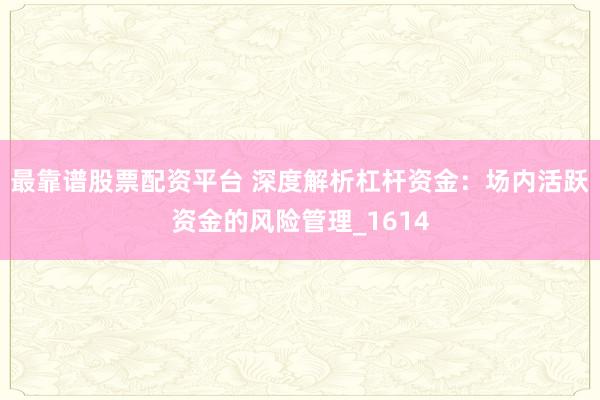 最靠谱股票配资平台 深度解析杠杆资金：场内活跃资金的风险管理_1614