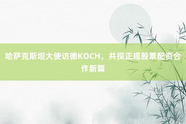 哈萨克斯坦大使访德KOCH，共探正规股票配资合作新篇