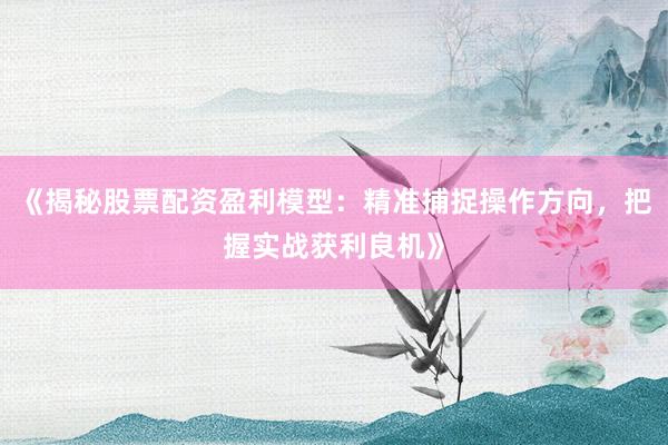 《揭秘股票配资盈利模型：精准捕捉操作方向，把握实战获利良机》
