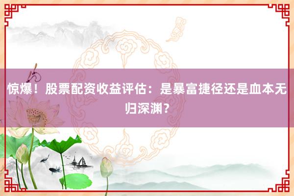 惊爆！股票配资收益评估：是暴富捷径还是血本无归深渊？