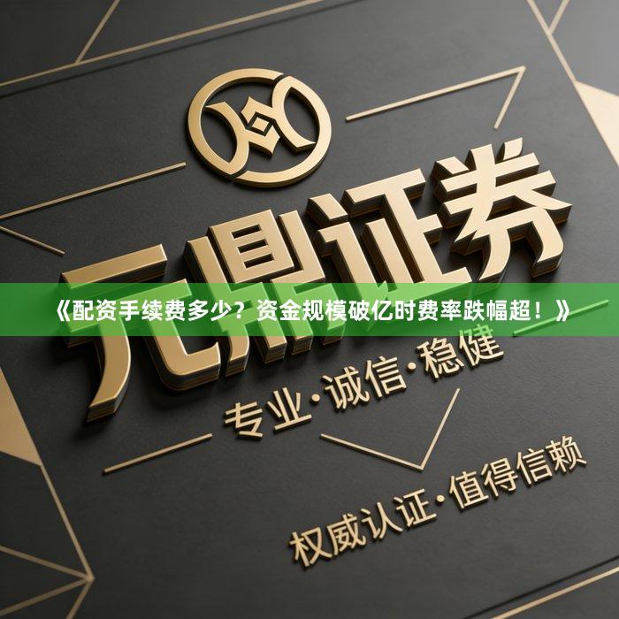 《配资手续费多少？资金规模破亿时费率跌幅超！》