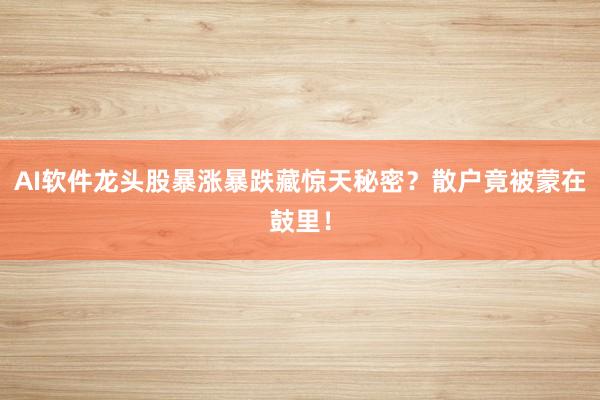 AI软件龙头股暴涨暴跌藏惊天秘密?散户竟被蒙在鼓里!