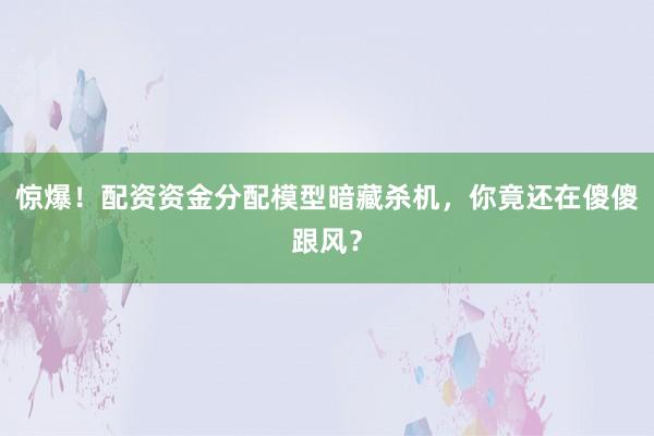 惊爆！配资资金分配模型暗藏杀机，你竟还在傻傻跟风？